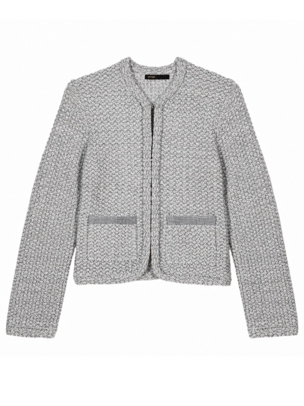 NWT MAJE Metallic Knitted Cardigan In Gray